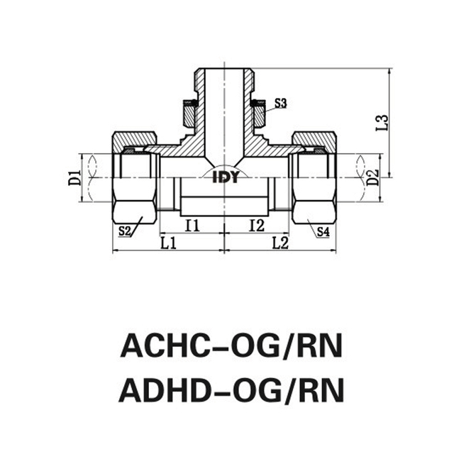 公制的男性可调式研究ISO 6149分支T恤