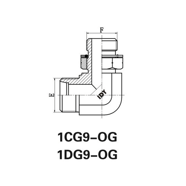 90°肘BSPP螺纹调节杆端以O形圈密封结束
